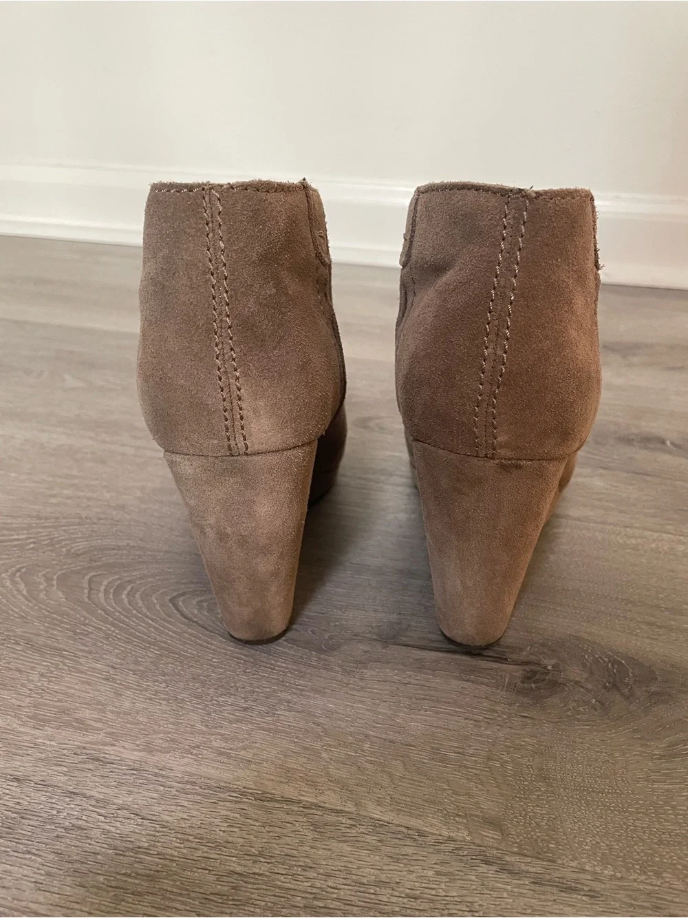 Dolce Vita Taupe Suede Lace-Up Wedge Ankle Boots
